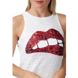 Sequin white “lips” dress. US size 10 fits more like a 6! Never worn.